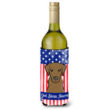 Caroline'S Treasures Bb2163Literk God Bless American Flag With Wirehaired Dachshund Wine Bottle Hugger Koozie, 750Ml,