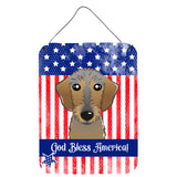Caroline'S Treasures God Bless American Flag With Chocolate Labrador Wall Or Door Hanging Prints Bb2164Ds1216, 16Hx12W, Multic