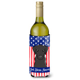 Caroline'S Treasures Bb2165Literk God Bless American Flag With Black Labrador Wine Bottle Hugger Koozie, 750Ml, Multic
