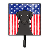 Caroline'S Treasures American Flag And Black Labrador Leash Or Key Holder Hooks, Multicolor