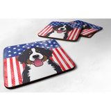 Caroline'S Treasures Bb2167Fc American Flag And Bernese Mountain Dog Foam Coaster (Set Of 4), 3.5, Multicolor