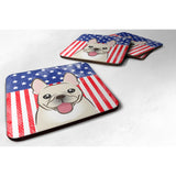 Caroline'S Treasures Bb2168Fc American Flag And French Bulldog Foam Coaster (Set Of 4), 3.5, Multicolor
