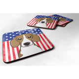 Caroline'S Treasures Bb2169Fc American Flag And Beagle Foam Coaster (Set Of 4), 3.5, Multicolor