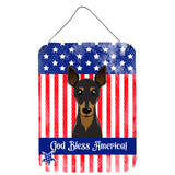 Caroline'S Treasures God Bless American Flag With Min Pin Wall Or Door Hanging Prints Bb2170Ds1216, 16Hx12W, Multicolor