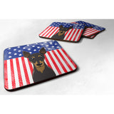 Caroline'S Treasures Bb2170Fc American Flag And Min Pin Foam Coaster (Set Of 4), 3.5, Multicolor