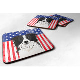 Caroline'S Treasures Bb2171Fc American Flag And Border Collie Foam Coaster (Set Of 4), 3.5, Multicolor