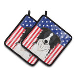 Caroline'S Treasures American Flag & Border Collie Pair Of Pot Holders Bb2171Pthd, 7.5Hx7.5W, Multicolor