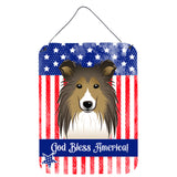 Caroline'S Treasures God Bless American Flag With Sheltie Wall Or Door Hanging Prints Bb2172Ds1216, 16Hx12W, Multicolor