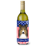 Caroline'S Treasures Bb2172Literk God Bless American Flag With Sheltie Wine Bottle Hugger Koozie, 750Ml, Multicolor