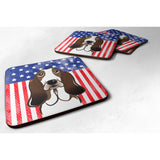 Caroline'S Treasures Bb2173Fc American Flag And Basset Hound Foam Coaster (Set Of 4), 3.5, Multicolor