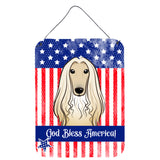 Caroline'S Treasures God Bless American Flag With Afghan Hound Wall Or Door Hanging Prints Bb2174Ds1216, 16Hx12W, Multicolor