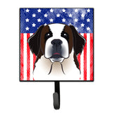 Caroline'S Treasures American Flag And Saint Bernard Leash Or Key Holder Hooks, Multicolor