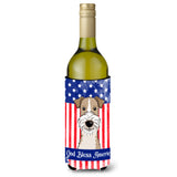 Caroline'S Treasures Bb2177Literk God Bless American Flag With Wire Haired Fox Terrier Wine Bottle Hugger Koozie, 750M