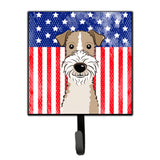 Caroline'S Treasures American Flag And Wire Haired Fox Terrier Leash Or Key Holder Hooks, Multicolor