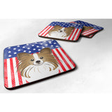 Caroline'S Treasures Bb2178Fc American Flag And Papillion Foam Coaster (Set Of 4), 3.5, Multicolor