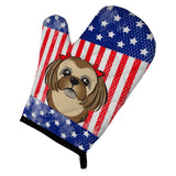 Caroline'S Treasures Bb2179Ovmt American Flag And Chocolate Brown Shih Tzu Oven Mitt, 12 By 8.5, Multicolor