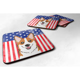 Caroline'S Treasures Bb2184Fc American Flag And Red Corgi Foam Coaster (Set Of 4), 3.5, Multicolor