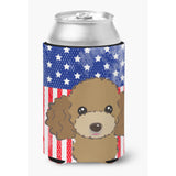 Caroline'S Treasures Bb2186Cc American Flag And Chocolate Brown Poodle Can Or Bottle Hugger, Multicolor