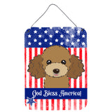Caroline'S Treasures God Bless American Flag With Chocolate Brown Poodle Wall Or Door Hanging Prints Bb2186Ds1216, 16Hx12W, Mu