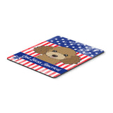 Caroline'S Treasures God Bless American Flag With Chocolate Brown Poodle Mouse/Hot Pad Or Trivet (Bb2186Mp)