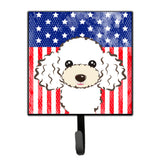 Caroline'S Treasures American Flag And White Poodle Leash Or Key Holder Hooks, Multicolor
