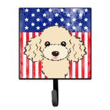 Caroline'S Treasures American Flag And Buff Poodle Leash Or Key Holder Hooks, Multicolor