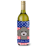 Caroline'S Treasures Bb2189Literk God Bless American Flag With Silver Gray Poodle Wine Bottle Hugger Koozie, 750Ml, Mu