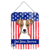 Caroline'S Treasures God Bless American Flag With Jack Russell Terrier Wall Or Door Hanging Prints Bb2190Ds1216, 16Hx12W, Mult