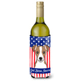 Caroline'S Treasures Bb2190Literk God Bless American Flag With Jack Russell Terrier Wine Bottle Hugger Koozie, 750Ml,