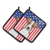 Caroline'S Treasures American Flag & Jack Russell Terrier Pair Of Pot Holders Bb2190Pthd, 7.5Hx7.5W, Multicolor