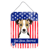 Caroline'S Treasures God Bless American Flag With Jack Russell Terrier Wall Or Door Hanging Prints Bb2191Ds1216, 16Hx12W, Mult