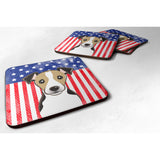 Caroline'S Treasures Bb2191Fc American Flag And Jack Russell Terrier Foam Coaster (Set Of 4), 3.5, Multicolor
