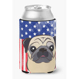 Caroline'S Treasures Bb2192Cc American Flag And Fawn Pug Can Or Bottle Hugger, Multicolor