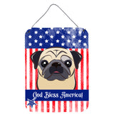 Caroline'S Treasures God Bless American Flag With Fawn Pug Wall Or Door Hanging Prints Bb2192Ds1216, 16Hx12W, Multicolor