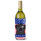 Caroline'S Treasures Bb2193Literk God Bless American Flag With Black Pug Wine Bottle Hugger Koozie, 750Ml, Multicolor,