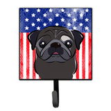 Caroline'S Treasures American Flag And Black Pug Leash Or Key Holder Hooks, Multicolor