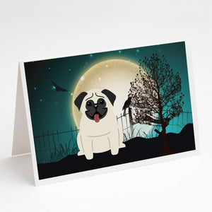 Halloween Scary Pug Cream Greeting Cards And Envelopes Pack Of 8