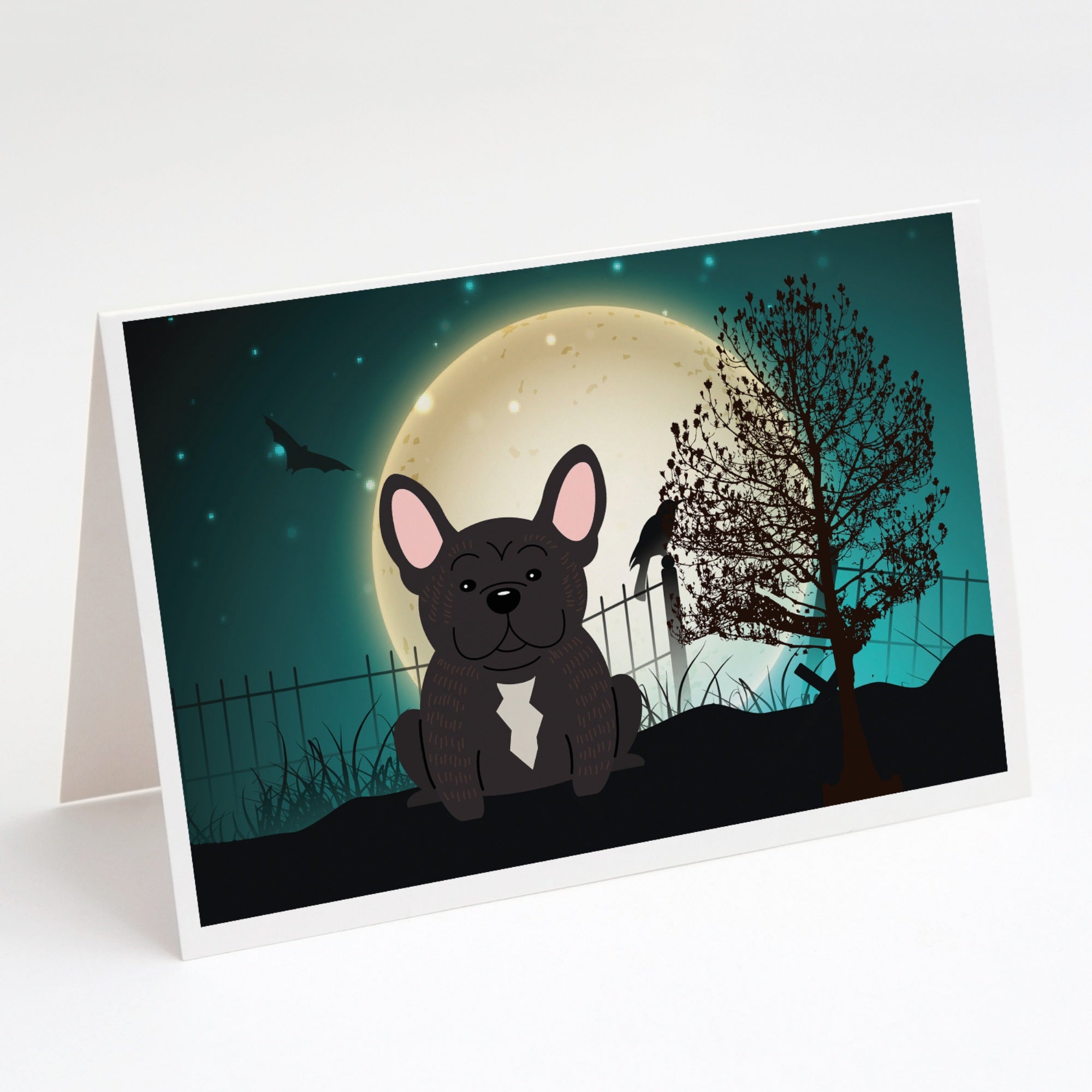 Halloween Scary French Bulldog Brindle Greeting Cards And Envelopes Pack Of 8
