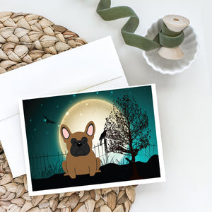 Halloween Scary French Bulldog Brown Greeting Cards And Envelopes Pack Of 8