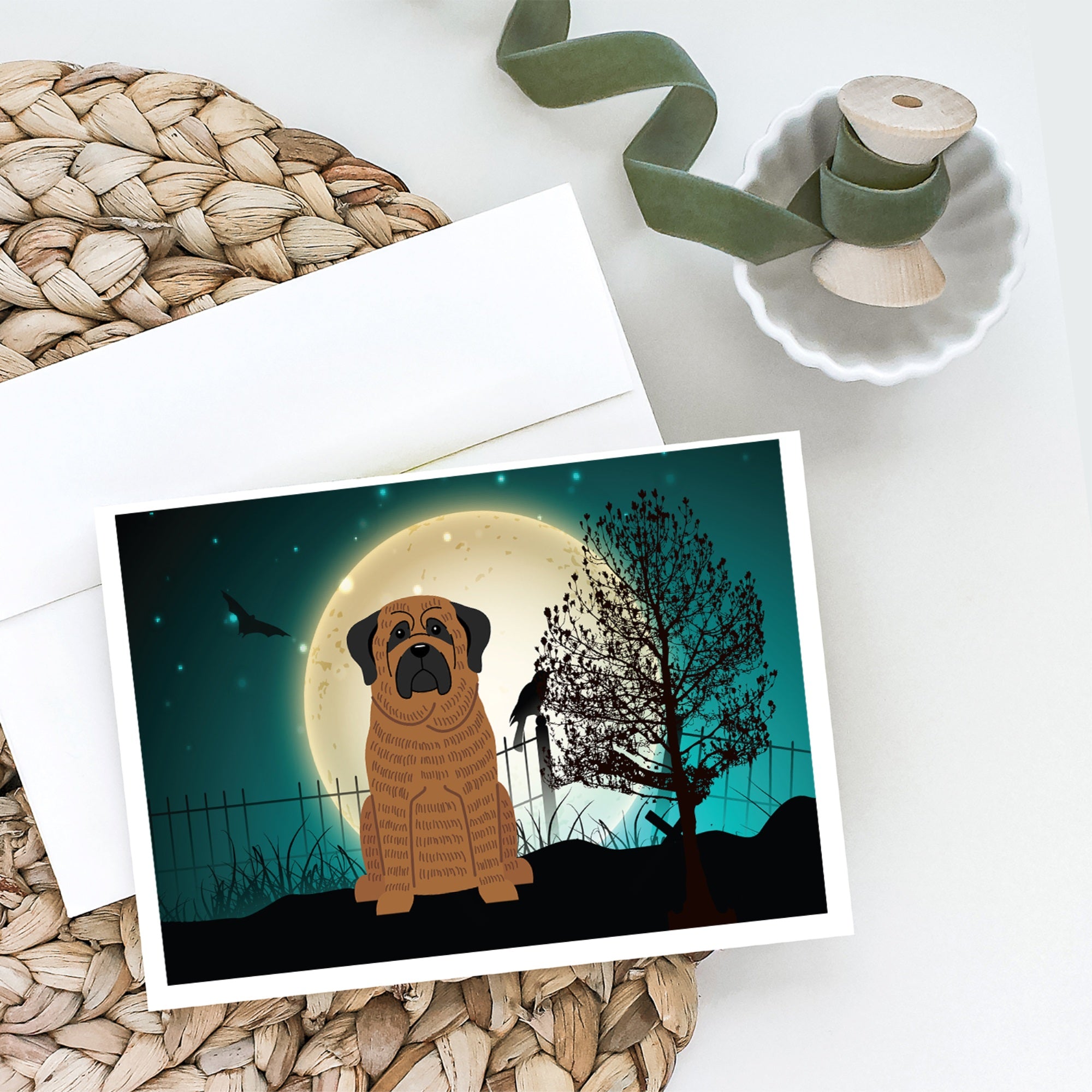 Halloween Scary Mastiff Brindle Greeting Cards And Envelopes Pack Of 8