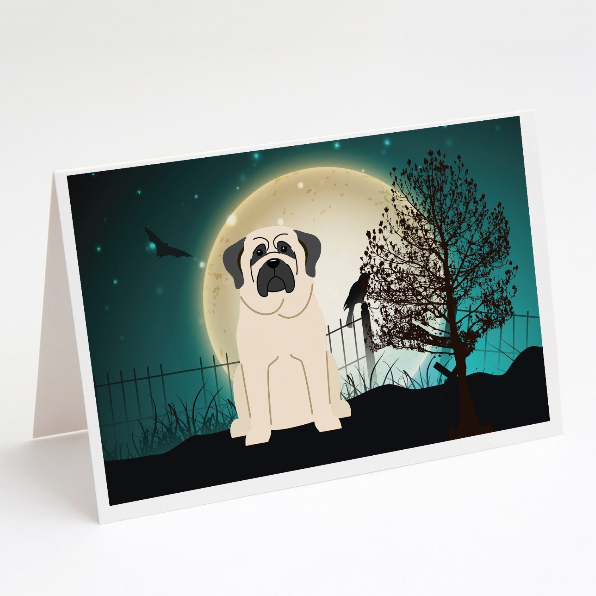 Halloween Scary Mastiff White Greeting Cards And Envelopes Pack Of 8
