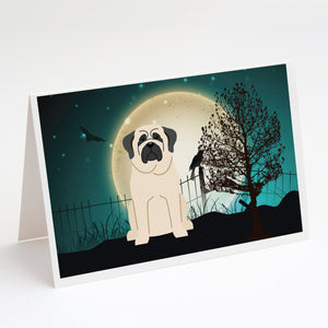 Halloween Scary Mastiff White Greeting Cards And Envelopes Pack Of 8