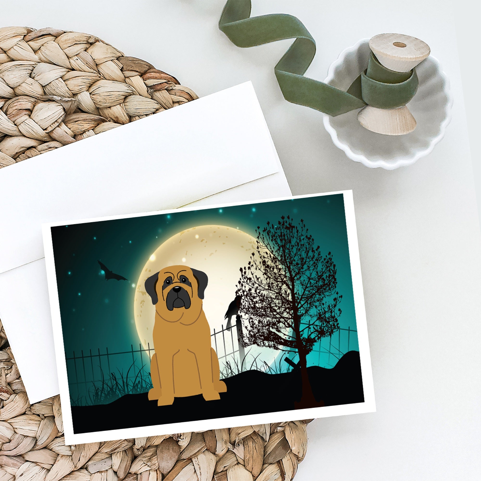 Halloween Scary Mastiff Greeting Cards And Envelopes Pack Of 8