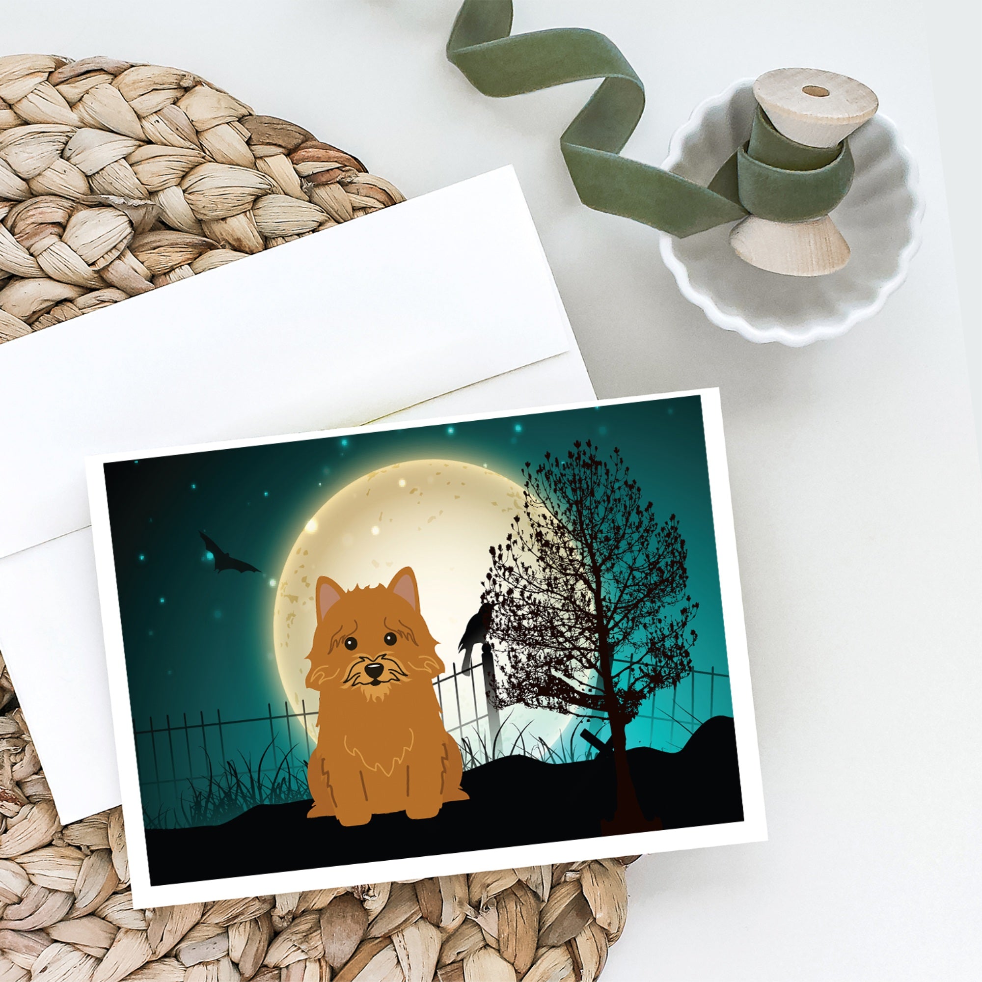 Halloween Scary Norwich Terrier Greeting Cards And Envelopes Pack Of 8