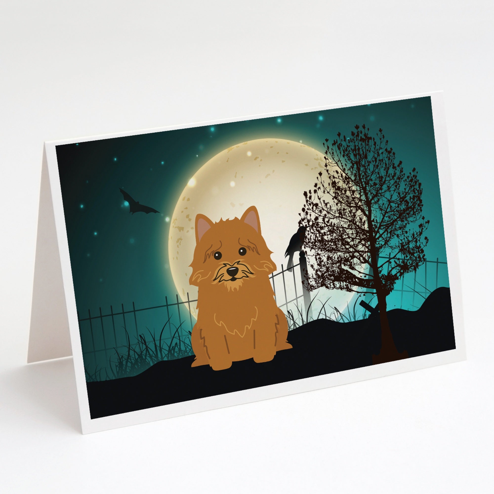 Halloween Scary Norwich Terrier Greeting Cards And Envelopes Pack Of 8