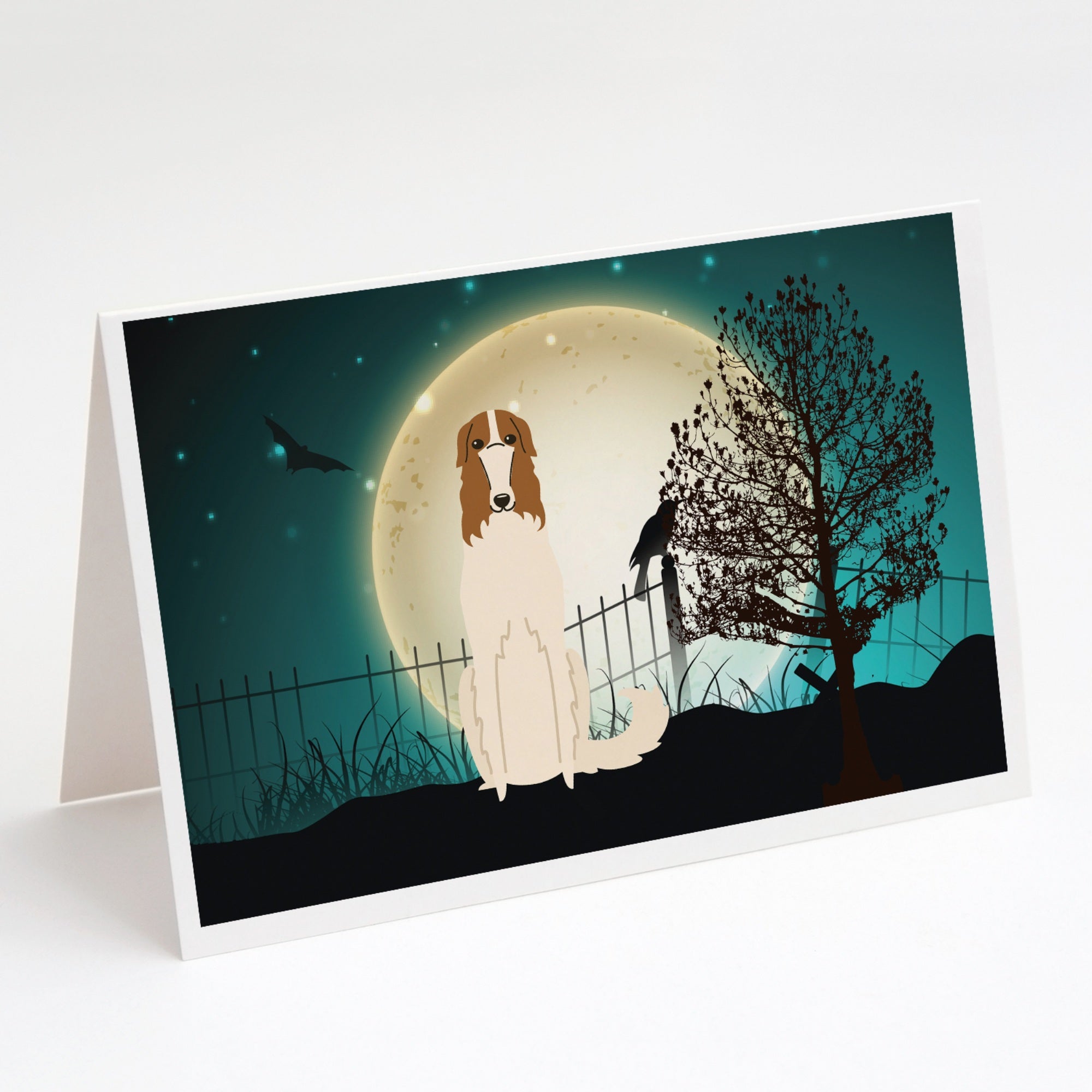 Halloween Scary Borzoi Greeting Cards And Envelopes Pack Of 8
