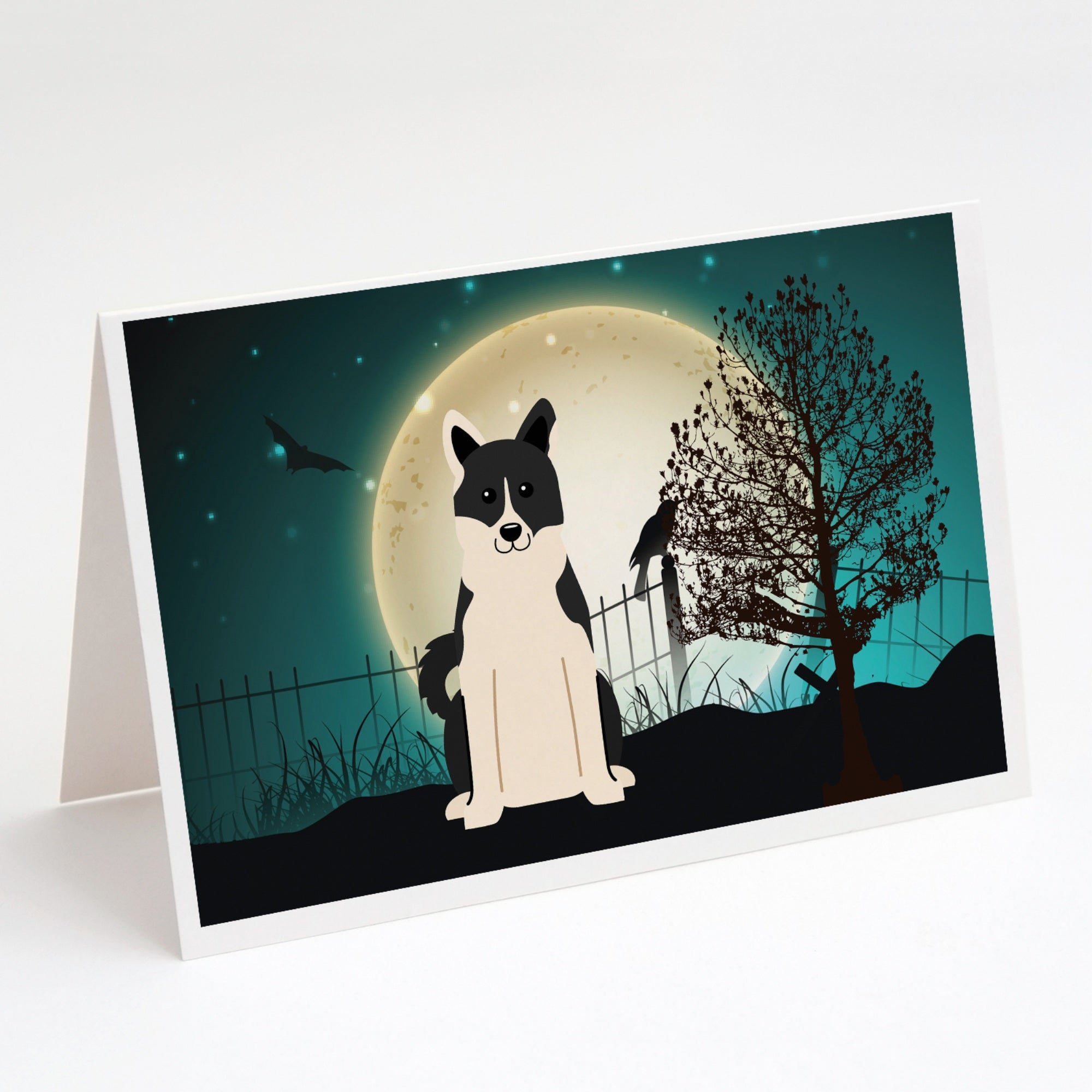 Halloween Scary Russo-European Laika Spitz Greeting Cards And Envelopes Pack Of 8