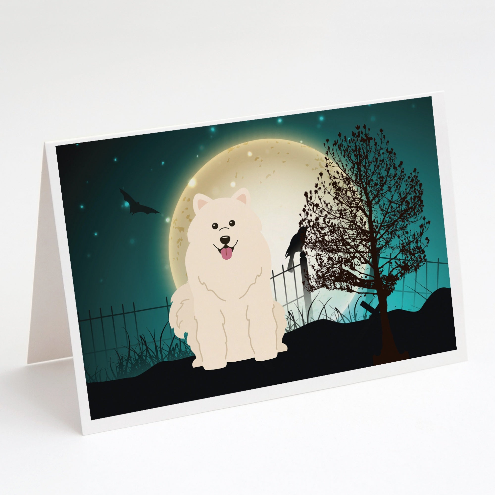 Halloween Scary Samoyed Greeting Cards And Envelopes Pack Of 8