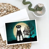 Halloween Scary Standard Schnauzer Salt And Pepper Greeting Cards And Envelopes Pack Of 8