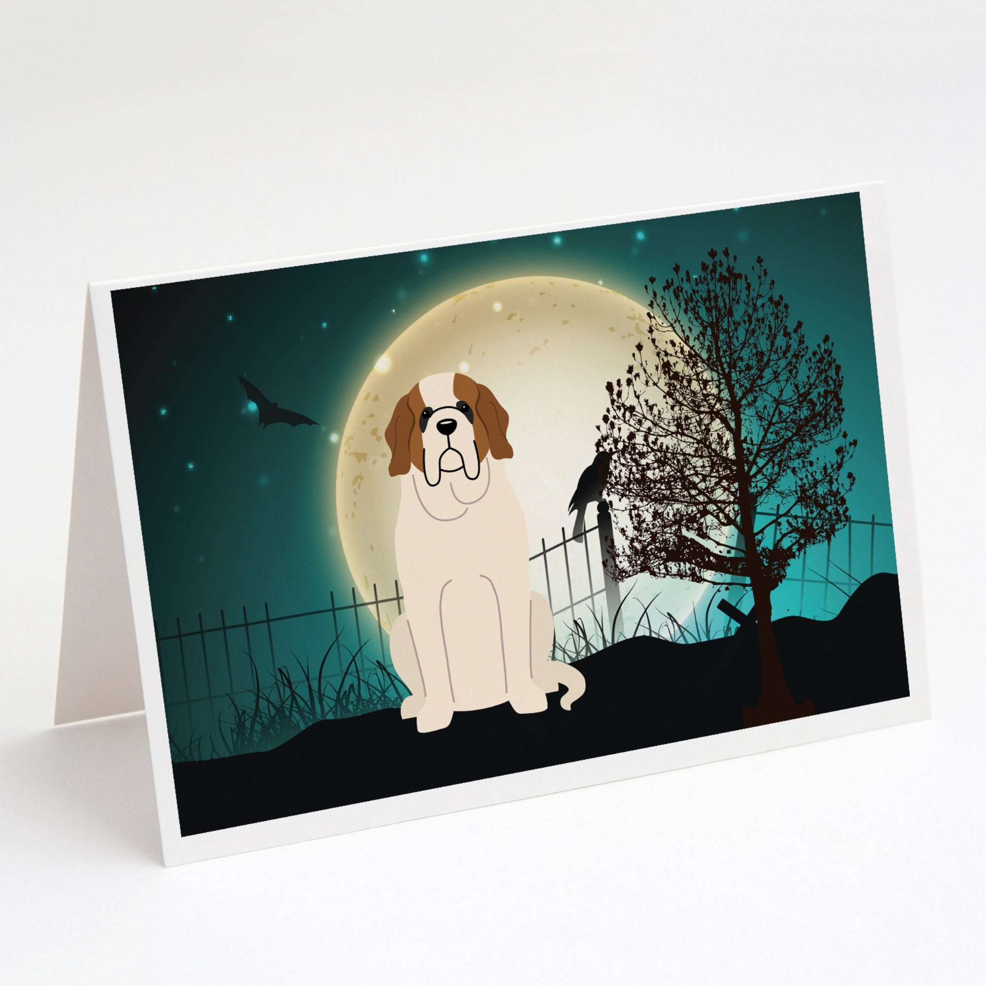 Halloween Scary Saint Bernard Greeting Cards And Envelopes Pack Of 8